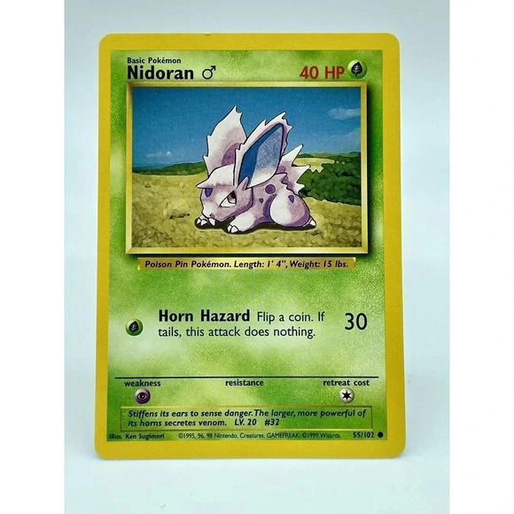 Nidoran‎ 55/102 Base Set Common Pokemon TCG WOTC Non Holo Vintage 1999 LP - Picture 1 of 6